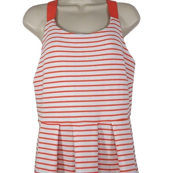Its Fashion Dress Pleated Women Plus Size 1X Orange & White Striped NEW w/FLAW - Picture 2 of 8
